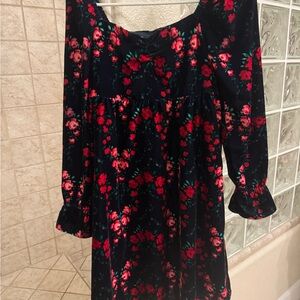 Janie and Jack velvet rose Floral Dress - Red and Black
